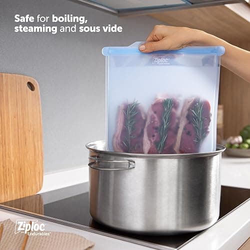 Ziploc Endurables Small, Medium, and Large Pouch, Reusable Silicone Bags and Food Storage Meal Prep Containers for Freezer, Oven, and Microwave, Dishwasher Safe thumbnail 4