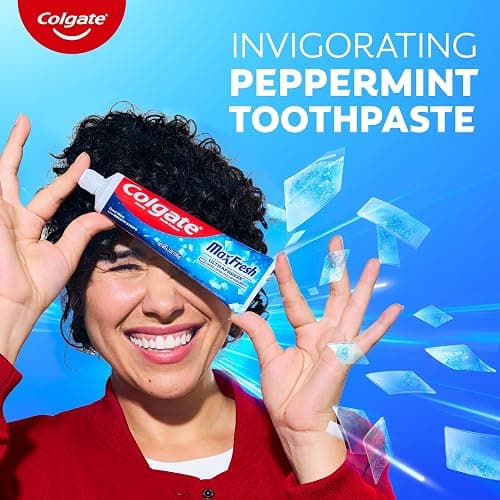 Colgate MaxFresh Cool Mint Toothpaste Pack, Fresh Breath Toothpaste with Fluoride and Hundreds of Mini Breath Strips, Leaves Mouth Feeling Refreshed for Hours, 4 Pack, 6.3 oz thumbnail 7