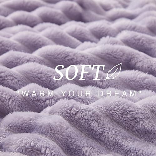 EXQ Home Fleece Throw Blanket for Couch or Bed - 3D Stripe Jacquard Decorative Blankets - Cozy Soft Lightweight Fuzzy Flannel Blanket Suitable for All Seasons(50"×60",Light Purple) | Cozy Soft, for Couch or Bed, Suitable for All Seasons, Lightweight, Fuzzy, Decorative Blankets thumbnail 7