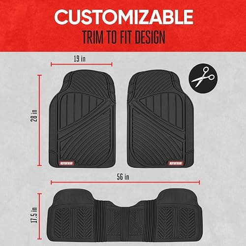 Motor Trend FlexTough Performance All Weather Rubber Car Floor Mats - 3 Piece Floor Mats Automotive Liners for Cars Truck SUV, Heavy-Duty Waterproof (Black) thumbnail 4