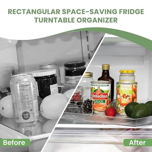 NOSTALGIQ Square Lazy Susan - Refrigerator Lazy Susan Organizer - Rotating Fridge Organizer 16.5x11in thumbnail 4