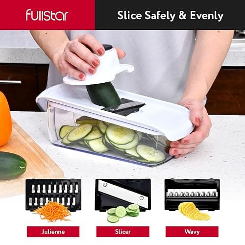 Fullstar Vegetable Chopper and Spiralizer - Food Chopper with Container, Fruit Slicer, Kitchen Gadgets & Accessories, Home Essentials (All in 1, White) - All in 1 - White thumbnail 3