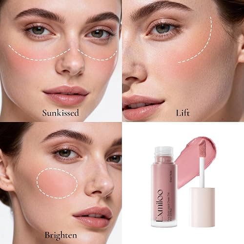 Exmiloo Liquid Blush - Lightweight Liquid Blush for Cheeks - Long-Lasting Liquid Matte Blush Makeup, Blendable & Buildable, Vegan & Cruelty-Free, Sheer Nude thumbnail 7
