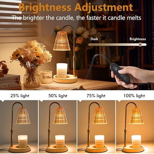 Flameless Candle Warmer Lamp with Timer: Dimmable Candle Warming Lamp with Dimmer & 2 Bulbs, Large Electric No-Flame Wax Melt Light Adjustable Height for All Size Jar Scented Candles, Home Decor thumbnail 5