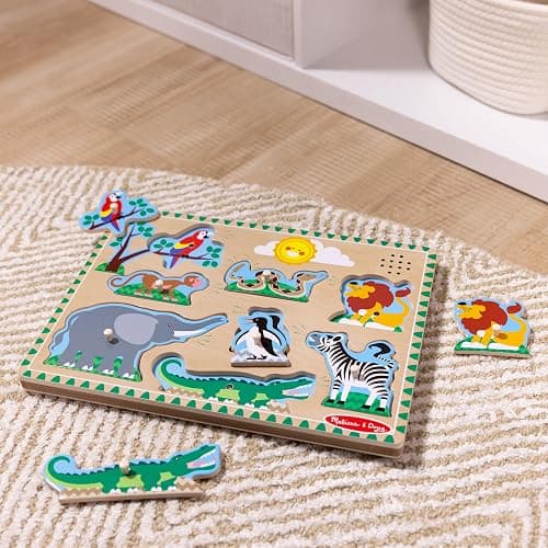 Melissa & Doug Zoo Animals Sound Puzzle – 8-Piece Wooden Peg Puzzle with Light-Activated Sounds, Music Learning Toy for Toddlers and Preschoolers Ages 2+ thumbnail 9