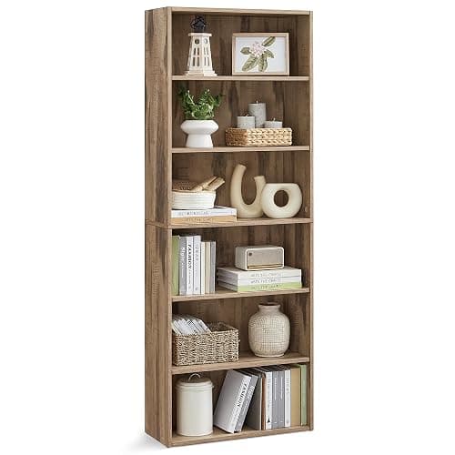 VASAGLE 6-Tier Bookshelf, Storage Organizer, 23.6 x 9.5 x 63.2 Inches | Particleboard and MDF, for Home Office, Camel Brown, CUSTOS Collection ULBC166T50 - Image 1