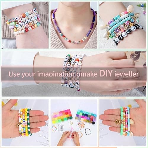 SJZWSD 6-Box Friendship Bracelet Making Kit - 16,000pcs Clay Beads, Seed Beads & Glass Beads Collection, Letter Beads, Charms thumbnail 8