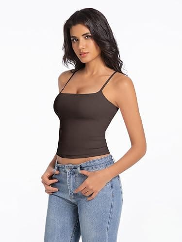 Abonlen Camisole Tops for Women Sleeveless Adjustable Spaghetti Strap Tank Tops Y2K Basic Shirts thumbnail 2