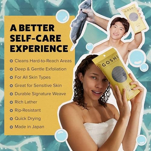 GOSHI Exfoliating Shower Towel - Rip-Resistant Exfoliating Washcloth for All Skin Types - Made in Japan thumbnail 3