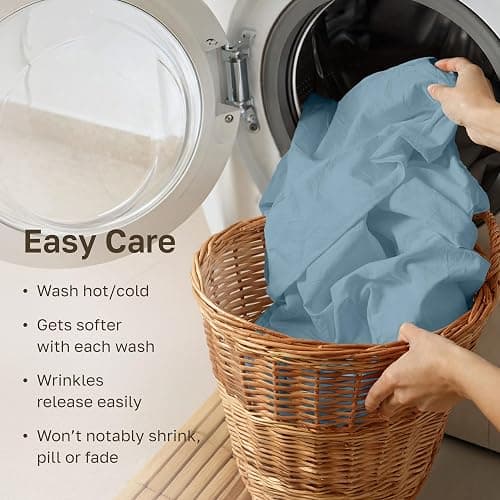 California Design Den Soft 100% Cotton Bed Sheets Full Size Set, 400 Thread Count Good Housekeeping Award Winner, Silky Smooth Sateen Weave with Deep Pockets, Durable Full Bed Sheet Set - Sky Blue thumbnail 8