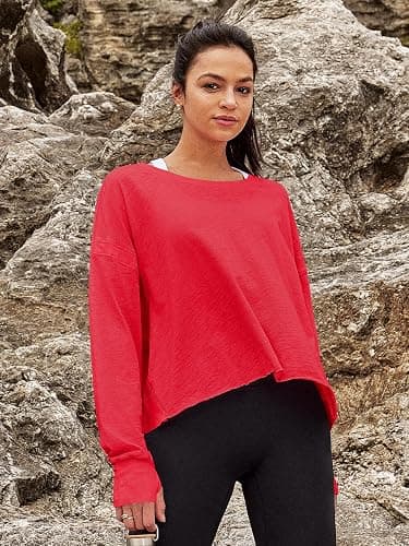 Panadila Womens Open Back Workout Top Long Sleeve Athletic Shirts Casual Crop Running Tee Y2k Yoga thumbnail 2