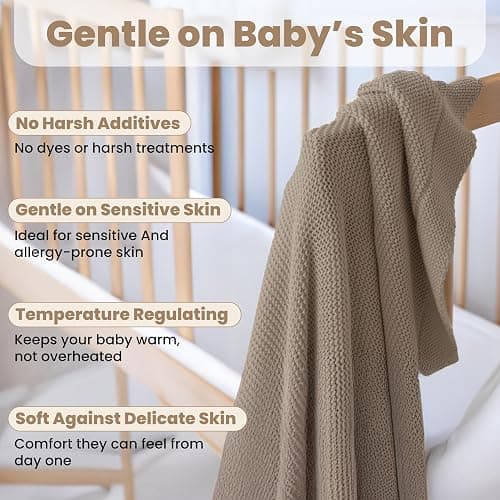Little Dedi Organic Cotton Baby Blanket 30x40 in, Mocha Meringue – GOTS Certified, Soft Knit Swaddle with Gift Box, Breathable Nursery Blanket for Crib & Stroller, Machine Washable thumbnail 5