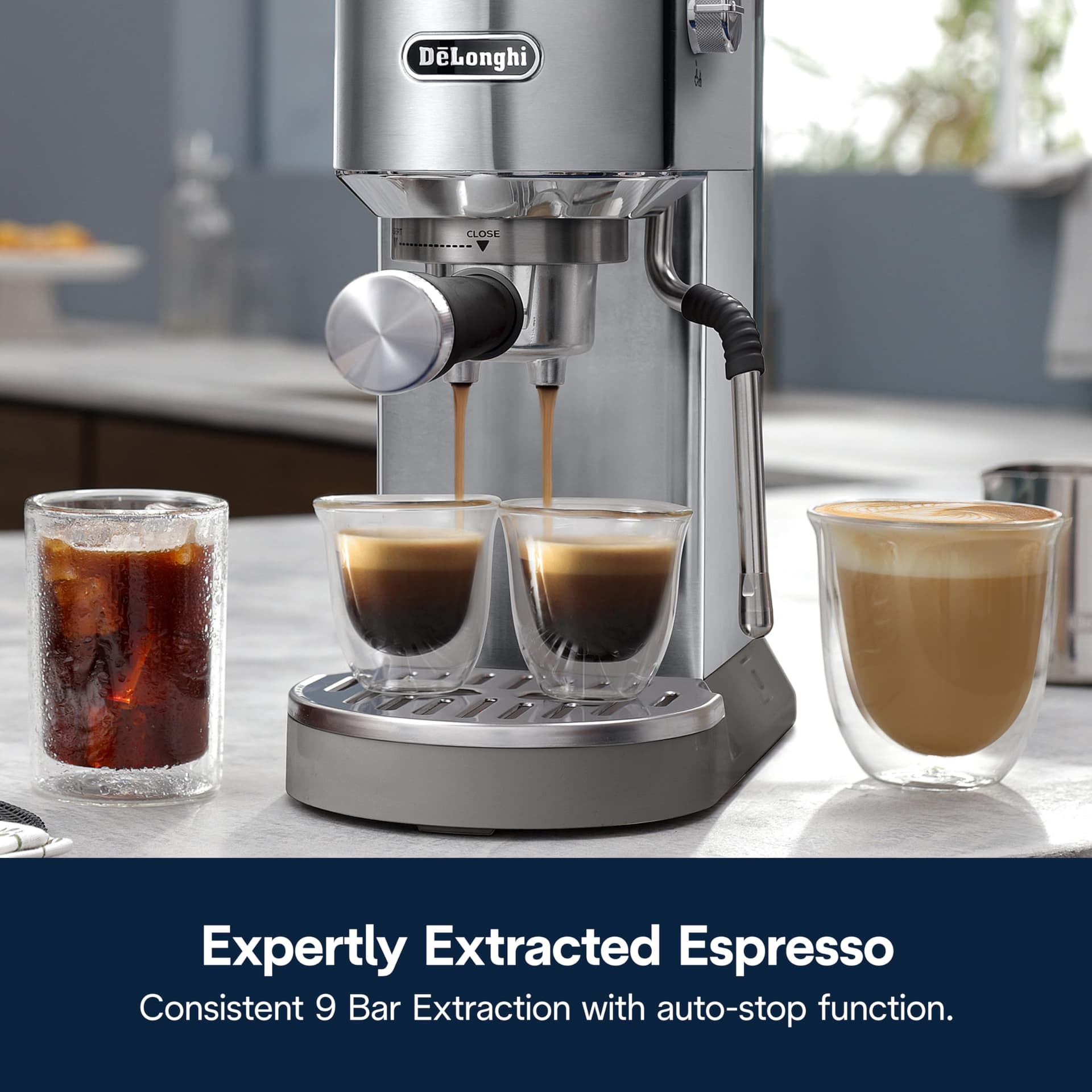 De'Longhi Dedica Duo Máquina de café espresso y Cold Brew, acero inoxidable, pantalla táctil, EC890M thumbnail 5