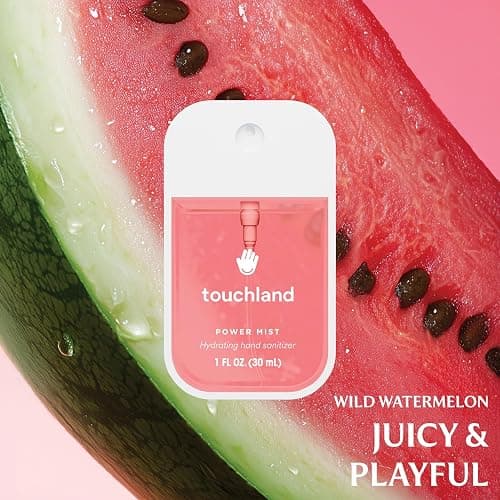 Touchland Hydrating Hand Sanitizer Spray Bundle, DREAM 5 Set (Watermelon, Berry, Beach Coco, Sandalwood Power Mists, Icy White Hand Mist Case), 1 FL. OZ. Travel Size thumbnail 4