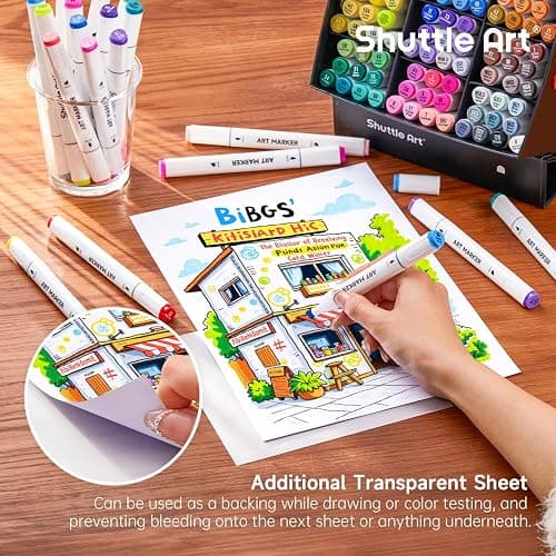 Shuttle Art Brush Tip Alcohol Markers, Dual Tip Brush & Chisel Tip Art Marker Set, 89 Colors Marker Pens with Organized Case Perfect for Illustration Kids Students Adults Coloring Sketching thumbnail 6