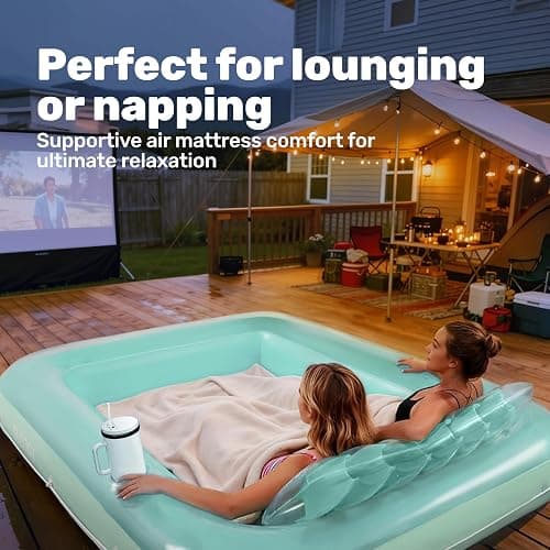 Sloosh Inflatable Tanning Pool Lounge Float, Sun Tan Tub Adult Pool Floats Raft for Pool Sunbathing Suntan Blow up Pool Lounger Tanning Bed Floatie for Adults thumbnail 7