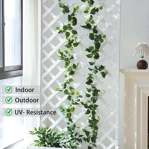 Mizii 2 Strands Artificial Scindaps Vines Garland 73" Fake Vine with Silk Green Leaves Faux Evergreen Hanging Plants Greenery Decoration for Party Wedding Bedroom Home Wall Room Decor (Scindapsus) thumbnail 5
