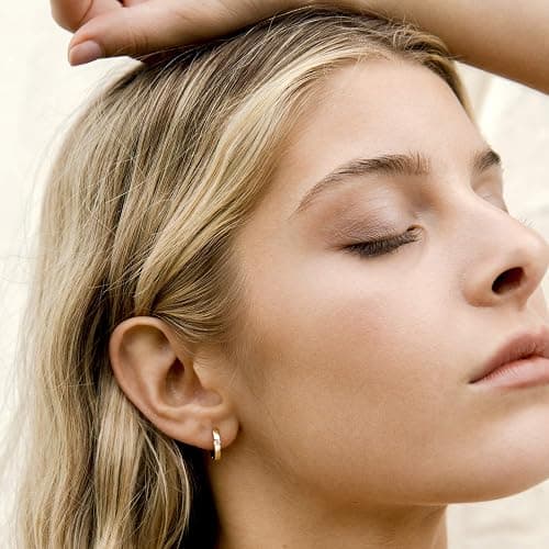 PAVOI 14K Gold Plated Cubic Zirconia Huggie Hoop Earrings for Women - 925 Sterling Silver Posts Small Round Huggies Stud Earrings for Women thumbnail 4