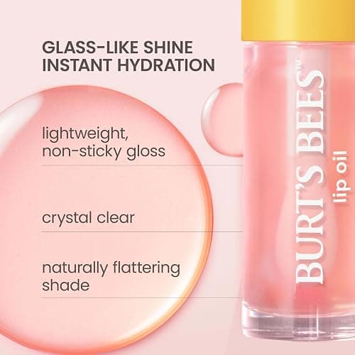 Burt's Bees Lip Oil Clear Day, Instant Hydration, Nourishes and Softens Lips, Tint Free, High Shine Finish, Responsibly Sourced Jojoba Oil, Non Sticky, Wand Applicator, 0.15 Ounce thumbnail 3