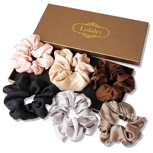 Lolalet Scrunchies for Women, Satin Hair Scrunchies Softer Than Silk Hair Ties for Hair Sleep, Big Scrunchy Ponytail Holder with Elastic Hair Bands for Girls Thick Thin Curly Hair -6 Pack, Style A - Image 1
