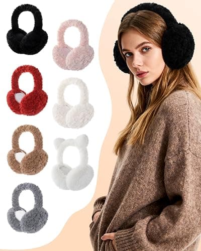 Trifabricy EarMuffs for Women Winter Faux Fur Warm Earmuffs Cute Foldable Ear Covers Cold Weather Fluffy Ear Warmers thumbnail 7