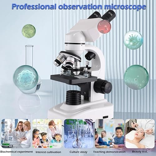 Compound Microscope，40X-2500X ，WF10x and WF25x eyepieces, Dual LED Lighting and Two-Layer Mechanical Stage，Microscope for Adults… thumbnail 6