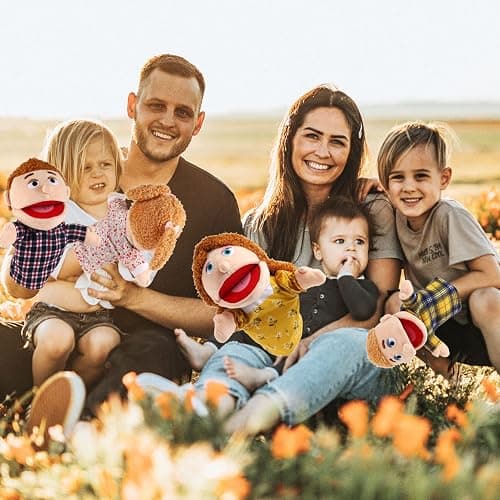 6 Pcs Family Hand Puppets 12 Inch Grandparents, Mom & Dad, Brother & Sister Plush Hand Puppet Toys Role-Play Toy Puppets for Kids Storytelling Imaginative Pretend Play Teaching Preschool(6 Family A) thumbnail 5