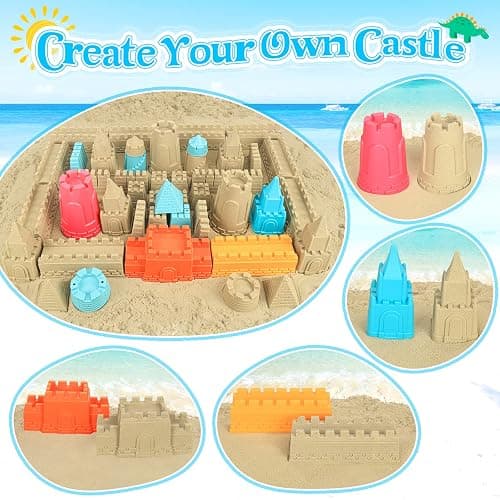 Collapsible Beach Toys for Kids Toddlers, Collapsible Sand Bucket and Shovels Set with Mesh Bag,Travel Sand Castle Building Kit, Sandbox Toys, Foldable Beach Essentials for Toddlers Kids Age 3-10 ﻿ thumbnail 4