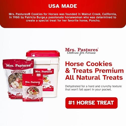 Mrs Pastures Cookies and Treats for Horses - Premium Horse Treats - Made with Apples, Oats, and Rolled Barley - Preservative Free - All Natural Ingredients - No Corn or Soy - Made in USA - (32oz Jar) thumbnail 7
