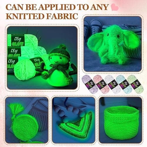 Fanfanwin 5 Rolls Glow in The Dark Chenille Yarn Luminous Crochet Fancy Yarn Glow Sewing Craft for DIY Arts Winter Christmas Knitting Crocheting Supplies 76.5 Yard Per Roll(Fresh Colors) thumbnail 5