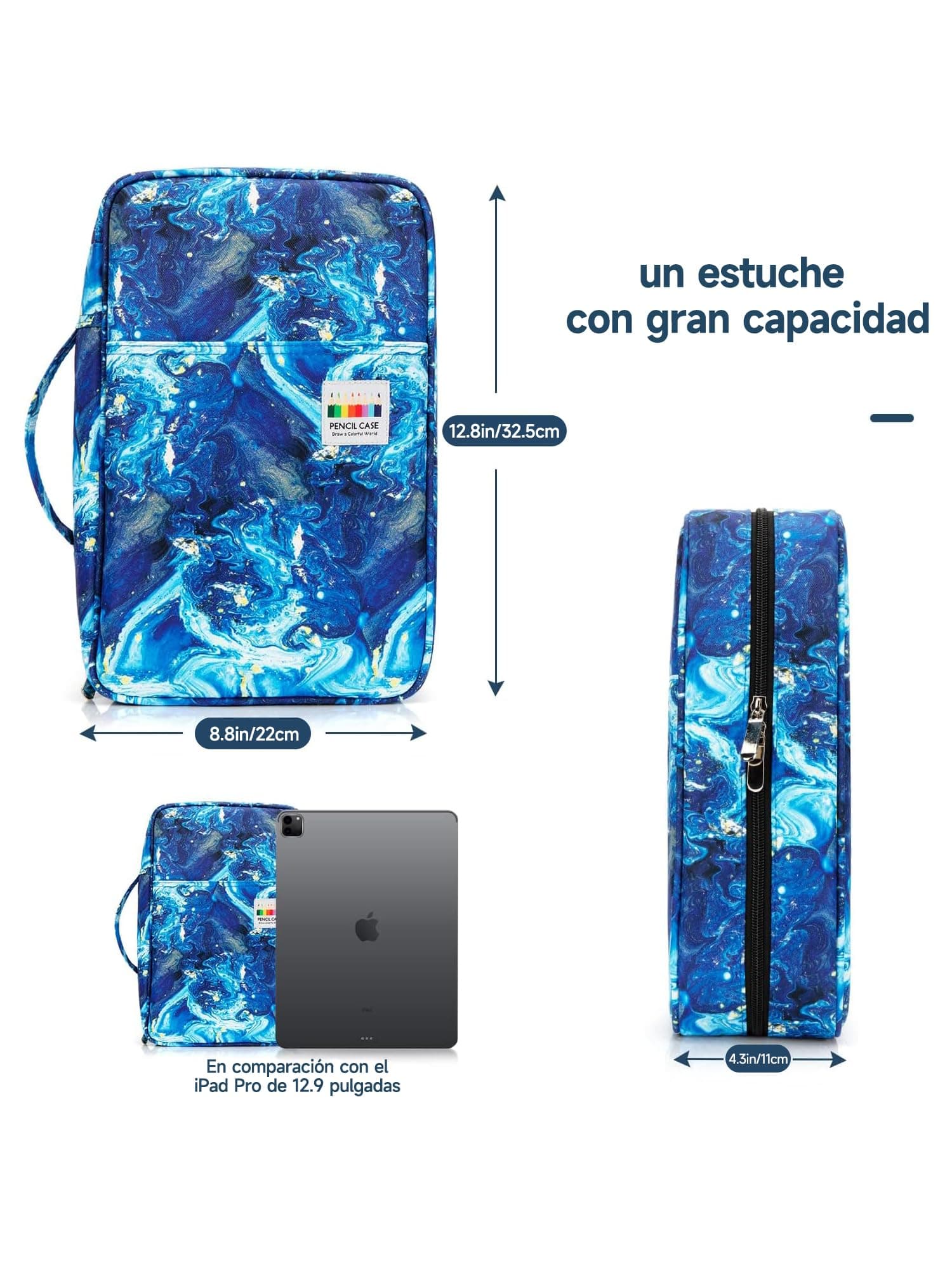 YOUSHARES Estuche para lapices 300 ranuras, Estuche de tela Oxford con cierre, guarda 300 lapices de colores o 200 boligrafos de gel para lapices Prismacolor y boligrafos de gel (Azul Quicksand) thumbnail 6