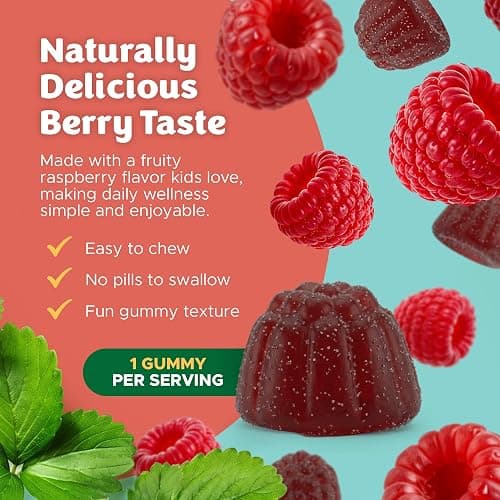 YUM-V'S Kids Biotin Gummies 2500 mcg, Berry (60 Count) | Hair Growth for Kids | Great Tasting Hair Vitamin Supplement | Kosher & Halal Friendly · Non-GMO thumbnail 4