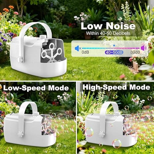 Bubble Machine Durable Automatic Bubble Blower, 18000+ Big Bubbles Per Minute Bubbles for Kids Toddlers Bubble Maker Operated by Plugin or Batteries Bubble Toys for Indoor Outdoor Birthday Party thumbnail 2