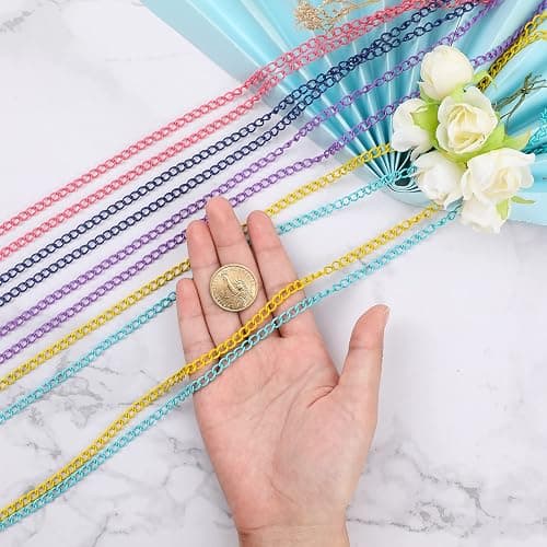 Happy Makers 39.37 Feet Necklace Figaro Chains for Jewelry Making, 4 Colors Brass Plated Necklace Chains with 40 Lobster Clasps, 80 Jump Rings in Bulk for Women Men DIY Bracelet Craft thumbnail 4