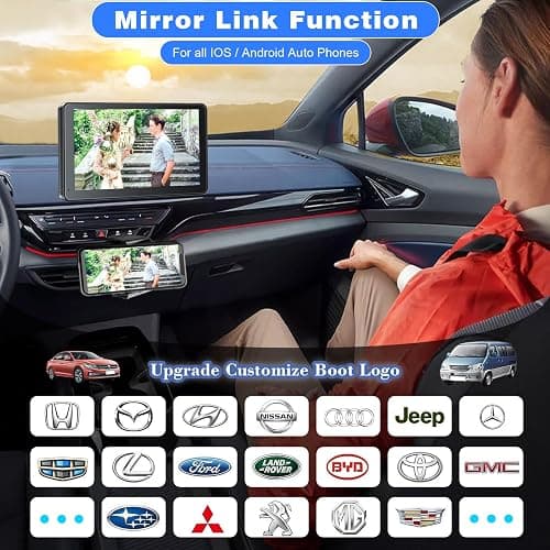 Portable Wireless with Apple CarPlay and Android Auto Screen for Car, 7" HD Touch Screen Car Stereo with Mirror Link, Bluetooth 5.2, Backup Camera, AUX,FM Transmitter for All Vehicle thumbnail 5