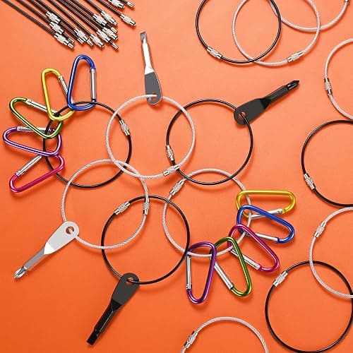 Imslery 7.8 in Steel Wire Keychain Cable,Nylon Coated Metal Key Ring,Luggage Tags Loops 2mm Twist Barrel,Silver thumbnail 7