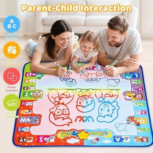 KIZZYEA Toys for 2 3 4 5 Years Old Boys Girls, Water Doodle Mat for Kids, Large Coloring Painting Writing Mat with Neon Colors, Educational Toys Christmas Birthday Gifts for Age 2-4, 3-5 Toddlers thumbnail 5