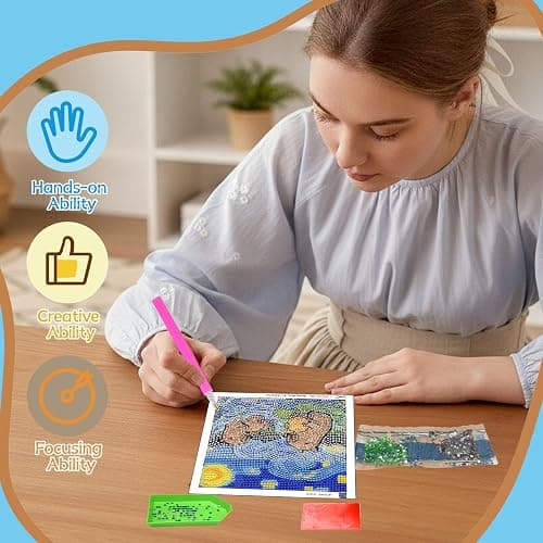 Toynificent Capybara Diamond Art, 5.9 x 5.9 inches Capybara Diamond Painting Kits with Picture Frame, DIY 5D Gem Crafts for Adults, Cute & Kawaii Home Wall Decor thumbnail 5