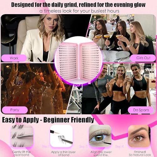 TEESTOU Fox Eye Bottom Lash Clusters Natural Look DIY Lash Extension for Under Eye Line Clear Band Pre-Mapped C Curl Lower Individual Eyelash Extension 4-8mm Soft Reusable Easy Apply 384pcs thumbnail 7