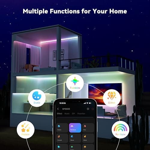 MIWISE LED Strip Lights,RGB Smart IC COB LED Strip Light Color Chasing,24ft Multicolor Flexible LED Tape Light,Music Sync with APP Control,Addressable DIY 16M Colors,for Cabinet,Bedroom,Party Decor thumbnail 6
