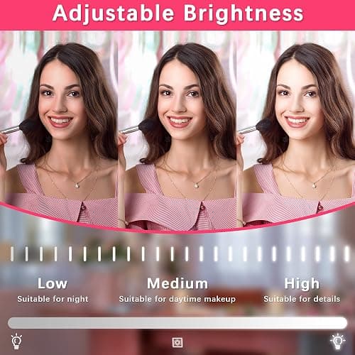 ROLOVE 22x17 Inch Lighted Vanity Mirror with Dimmable LED Lights - 3 Color Modes, Smart Touch Control & 360° Rotating Base - Desk Makeup Mirror (White) thumbnail 4