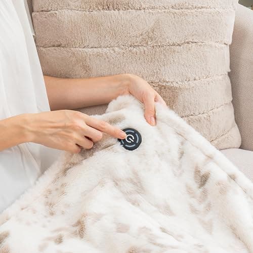 Berkshire Blanket Heated Throw Blanket, Grace Fur to Loftmink Reversible Electric Throw with 4 Heat Levels, Fast Heating Printed Throw for Couch and Bed, Auto Shut-Off Feature (50"x60") thumbnail 3