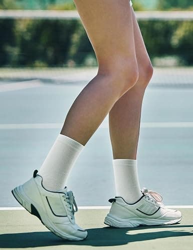 Duufin 12 Pairs Women's Crew Socks Mid Calf Lightweight Casual Gym Workout Plain Sock Ladies Crew Socks - Black - 5-9 thumbnail 6