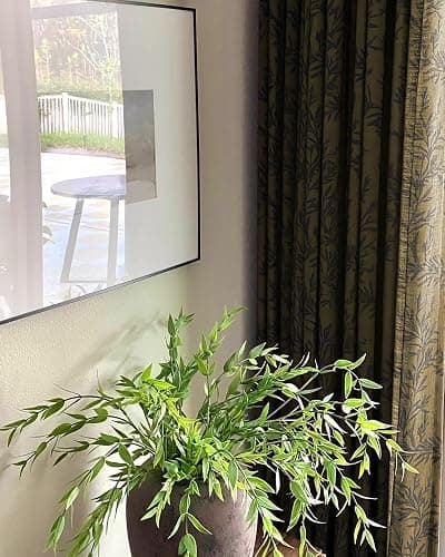 TWOPAGES Pinch Pleated Floral Curtain 90 Inch Long Light Filtering Privacy Drape Linen Textured Printed Curtain for Kitchen Bathroom (Bronze, 40W x 90L Inches, 1 Panel) thumbnail 4