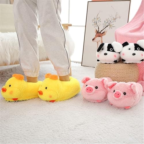 Cute Pig Cartoon Animal Home Furry Slippers - Women's Warm Winter Slippers thumbnail 5