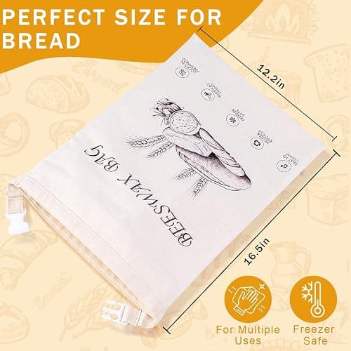 2-Pack Reusable Beeswax Bread Bags for Sourdough & Homemade Bread，Cotton Waxed Bags Keeps Fresh Longer(Navy Bloom) thumbnail 2