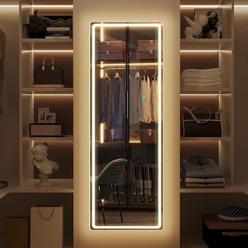 Vlsrka Full Length Mirror with LED Lights, Over The Door, Wall Mounted Hanging Mirror, 47"x 16" White thumbnail 9