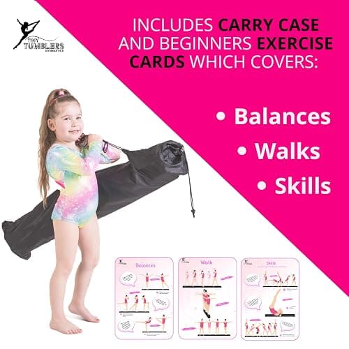 Gymnastics Beam For Kids - Amazing Balance Equipment For Children at Home -210/240/270cm - Faux Suede, High Density EVA Foam - Flash Cards, Carry Straps, Carry Case and Multiple Colours! thumbnail 5