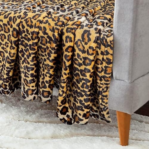 MACEVIA Flannel Fleece Throw Blanket for Couch, Leopard Print Blanket for Adult, Lightweight Cozy Soft Cheetah Blanket for Bed Sofa 260GSM, Suitable for All Seasons (Brown Leopard,50x60inches) thumbnail 6
