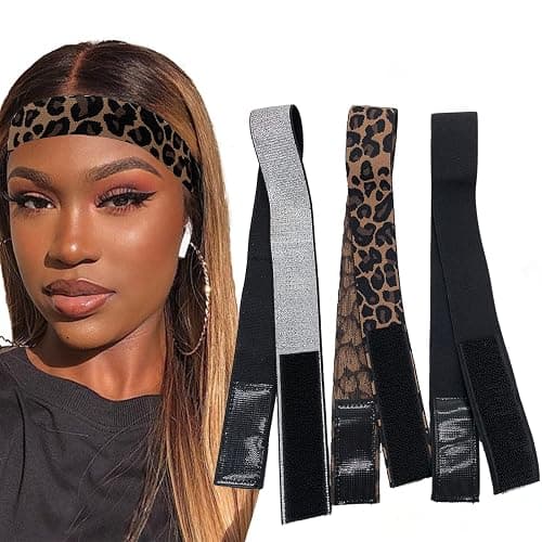 Atimiaza 3 Pcs Elastic Bands for Wigs - Lace Melting, Edge Wrap to Lay Edges (Silver, Leopard, Black Pack) - Image 1